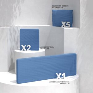 Fundas de cojín de recambio para conjunto de muebles de jardín de 5 plazas Calvi